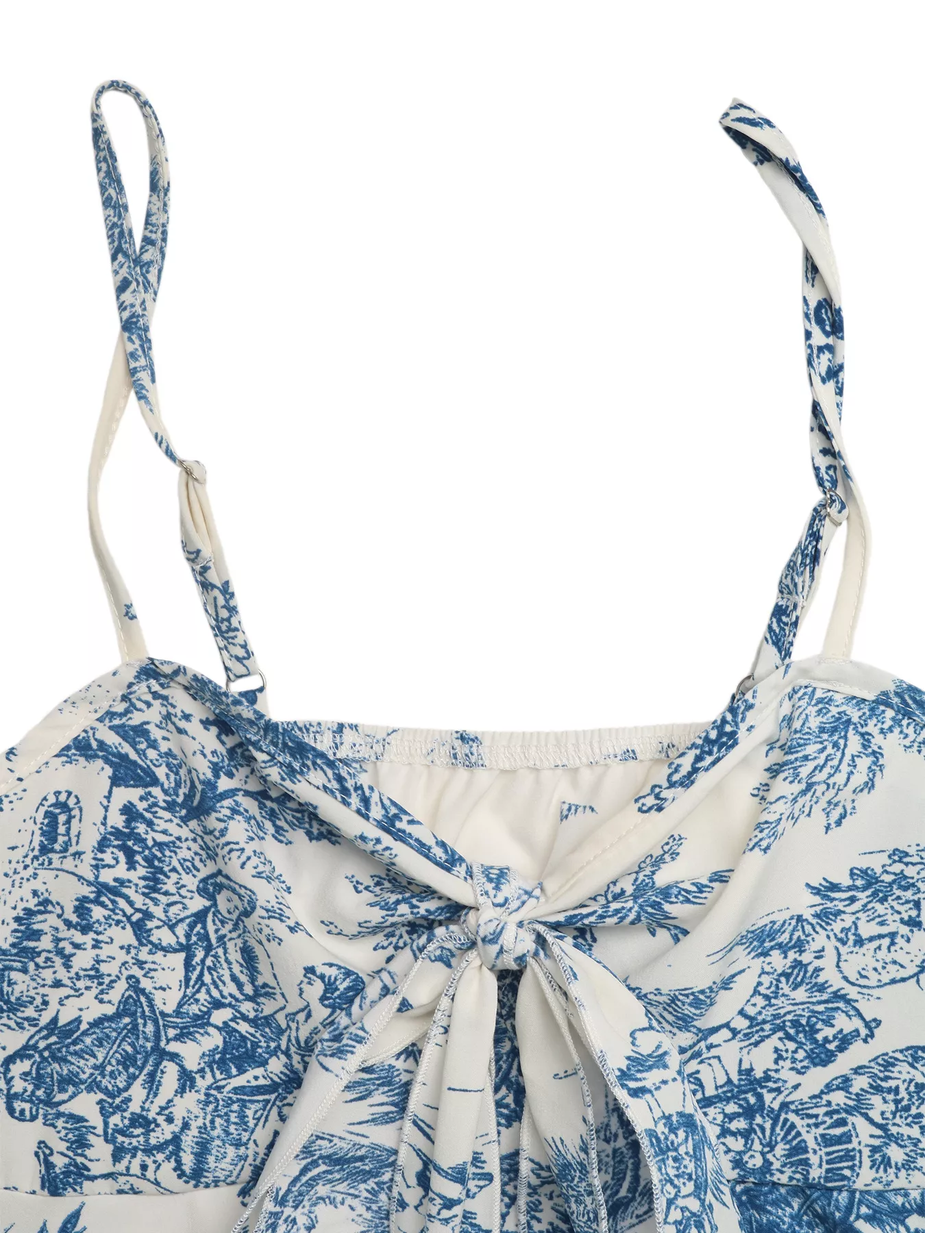 Floral Print Tie Front Ruffle Hem Cami - Image 7