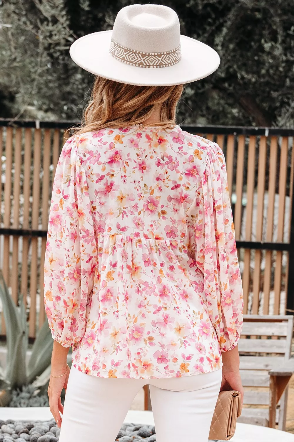 Floral Print Tie-Neck Blouse - Image 3
