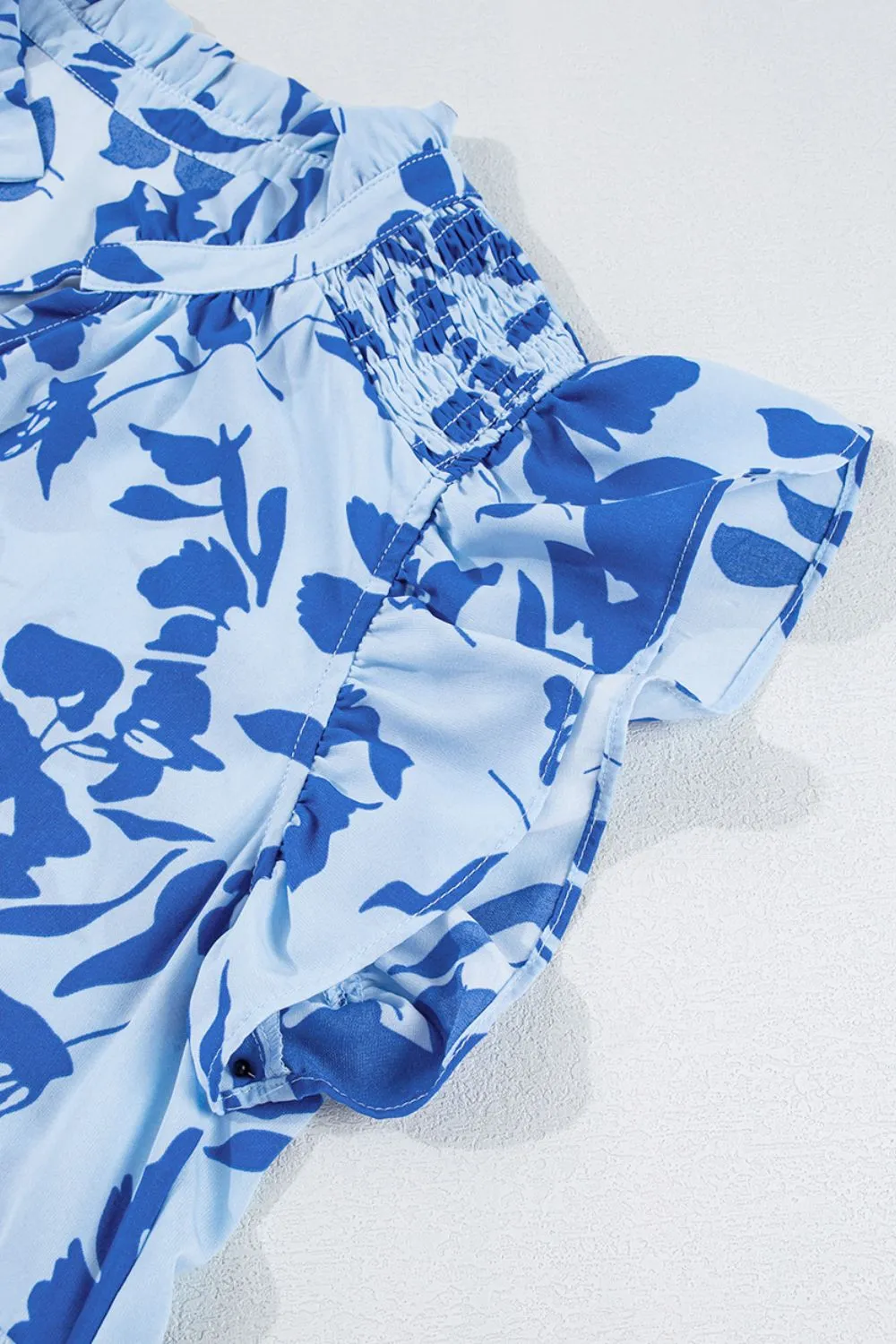 Floral Print Tiered Frilled Trim Flutter Sleeve Dress - Image 11