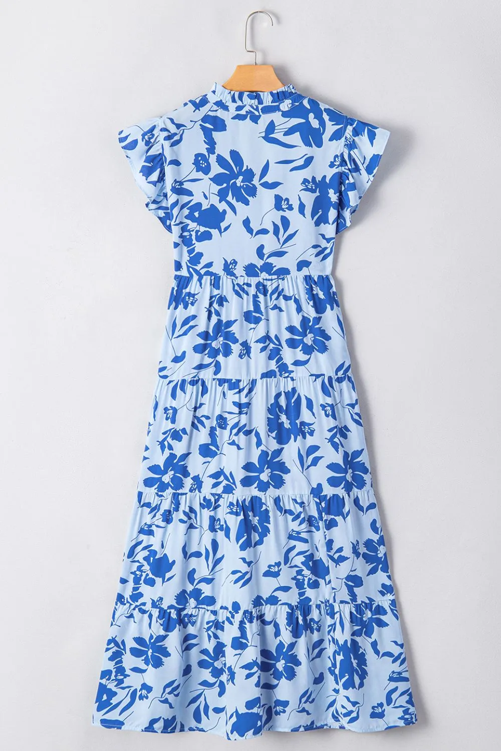 Floral Print Tiered Frilled Trim Flutter Sleeve Dress - Image 8