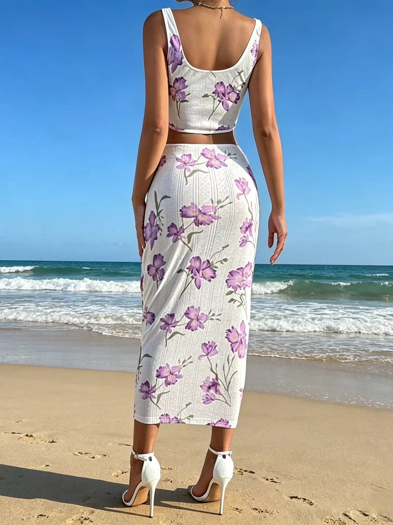 Floral Print Top & Bodycon Skirt Set - Image 5