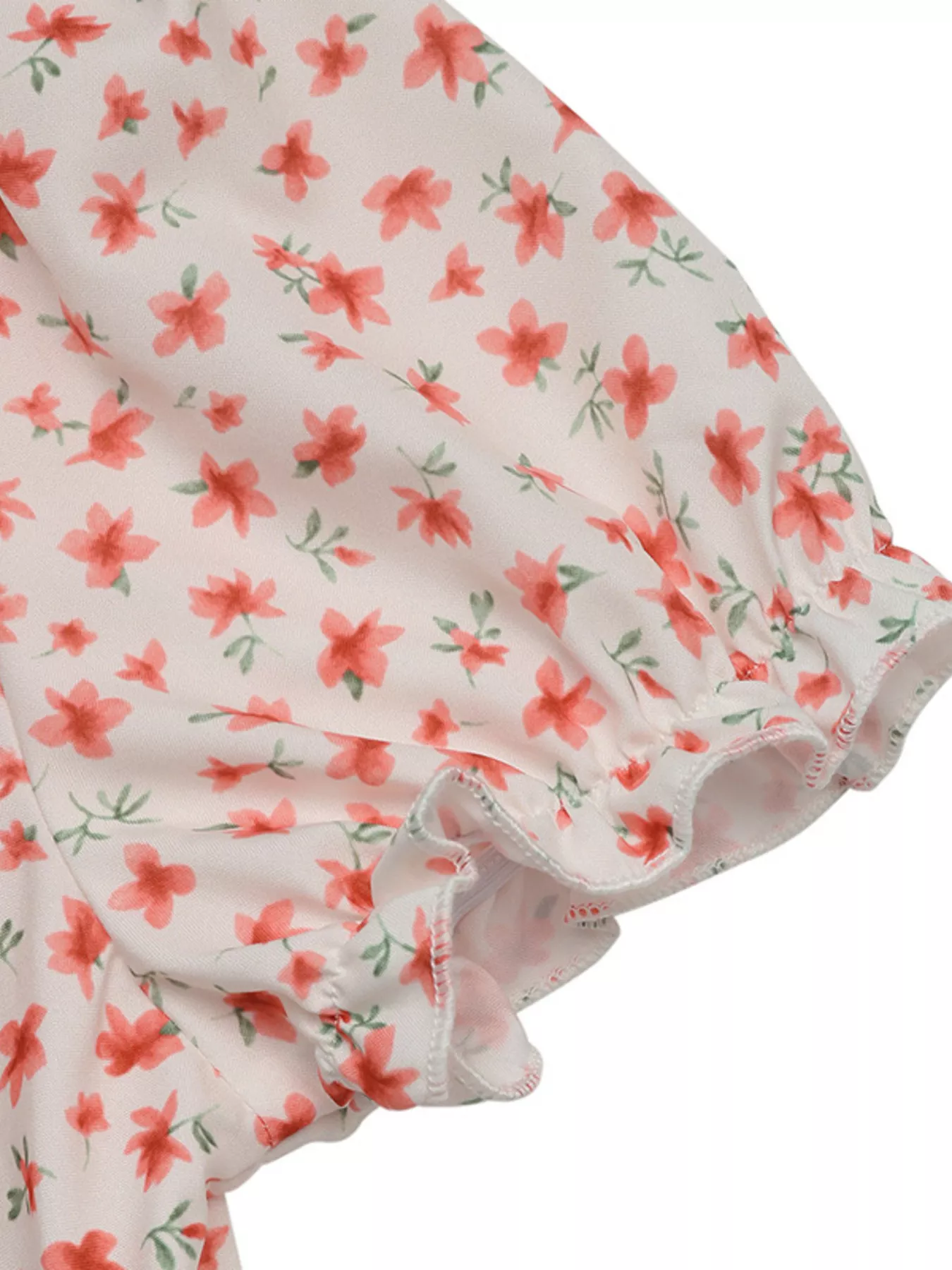 Floral Print V-Neck Puff Sleeve Mini Dress - Image 8