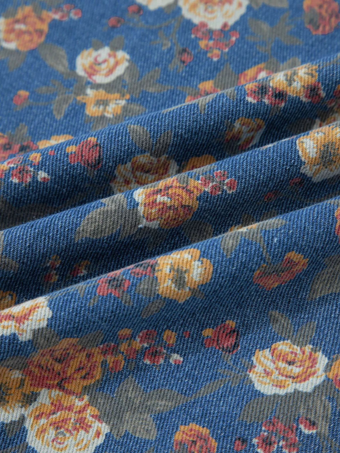 Floral Print Wide Leg Denim Overalls - Image 13