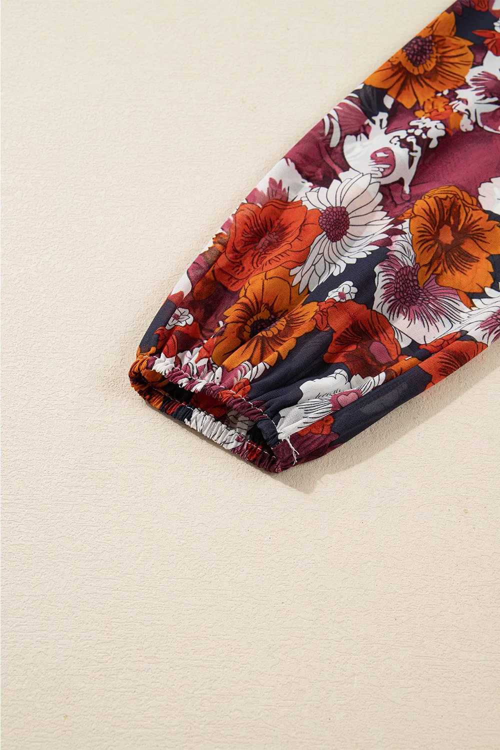 Floral Print Wrap V Neck Puff Sleeve Flowy Mini Dress - Image 12