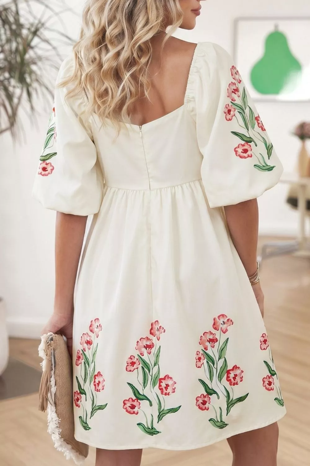 Floral Puff Sleeve Babydoll Dress - Image 2