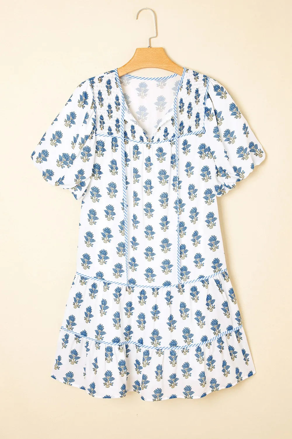 Floral Puff Sleeve Mini Dress with Pockets - Image 4