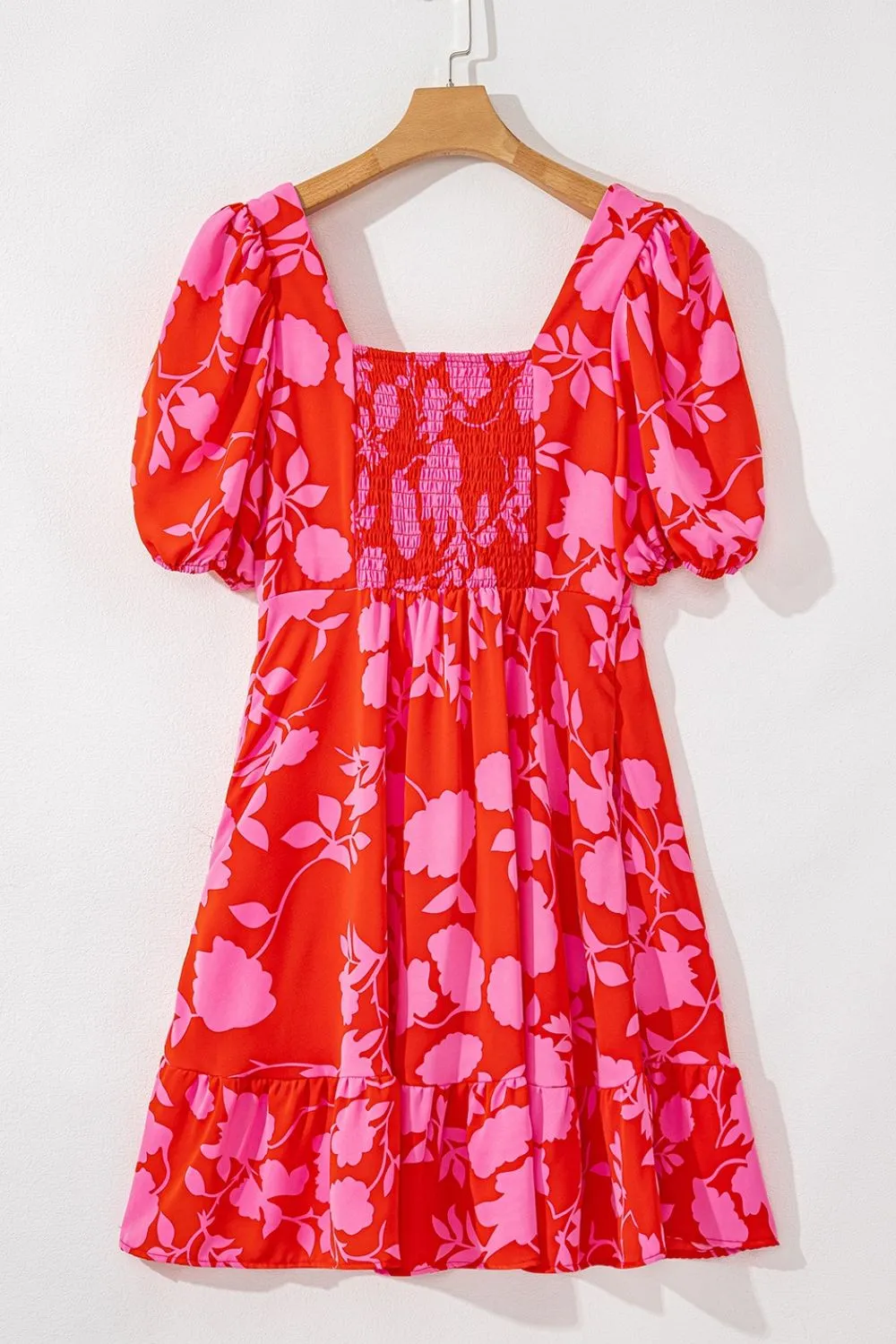 Floral Puff Sleeve Sweetheart Neck Ruffled Mini Dress - Image 6