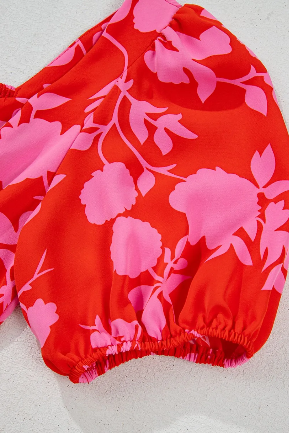 Floral Puff Sleeve Sweetheart Neck Ruffled Mini Dress - Image 7