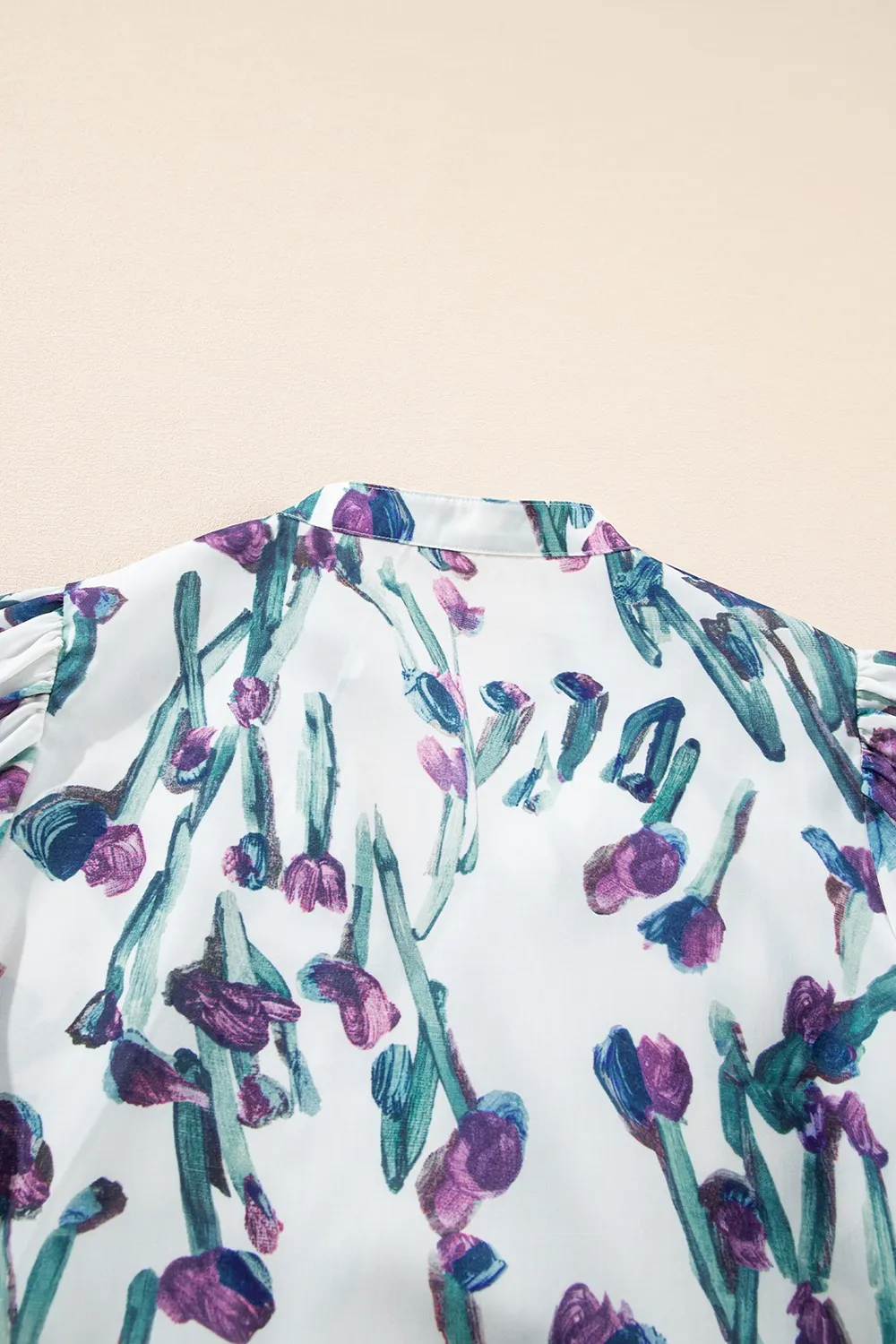 Floral Ricrac Trim Half Sleeve Peplum Top - Image 9