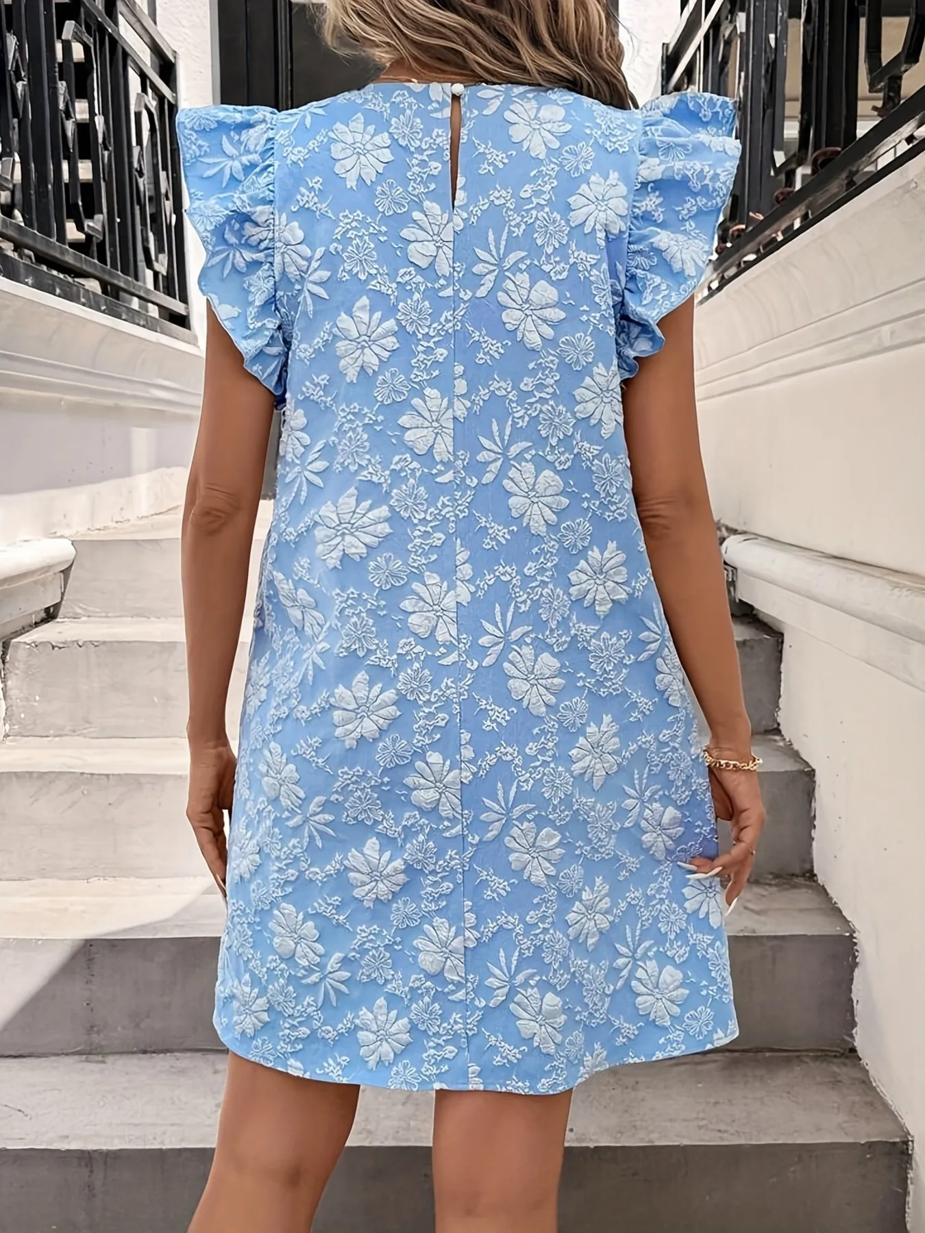 Floral Ruffle Sleeve Summer Dress - Image 2