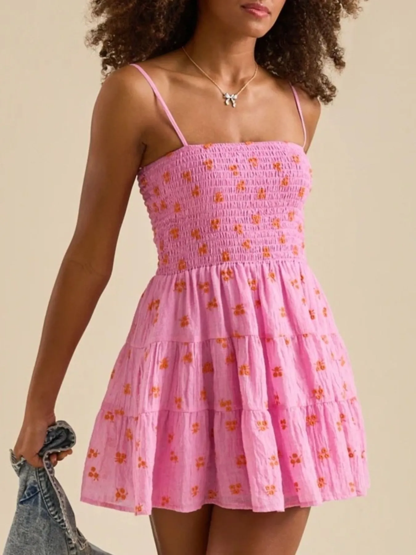 Floral Smocked Tiered Mini Cami Dress - Image 5