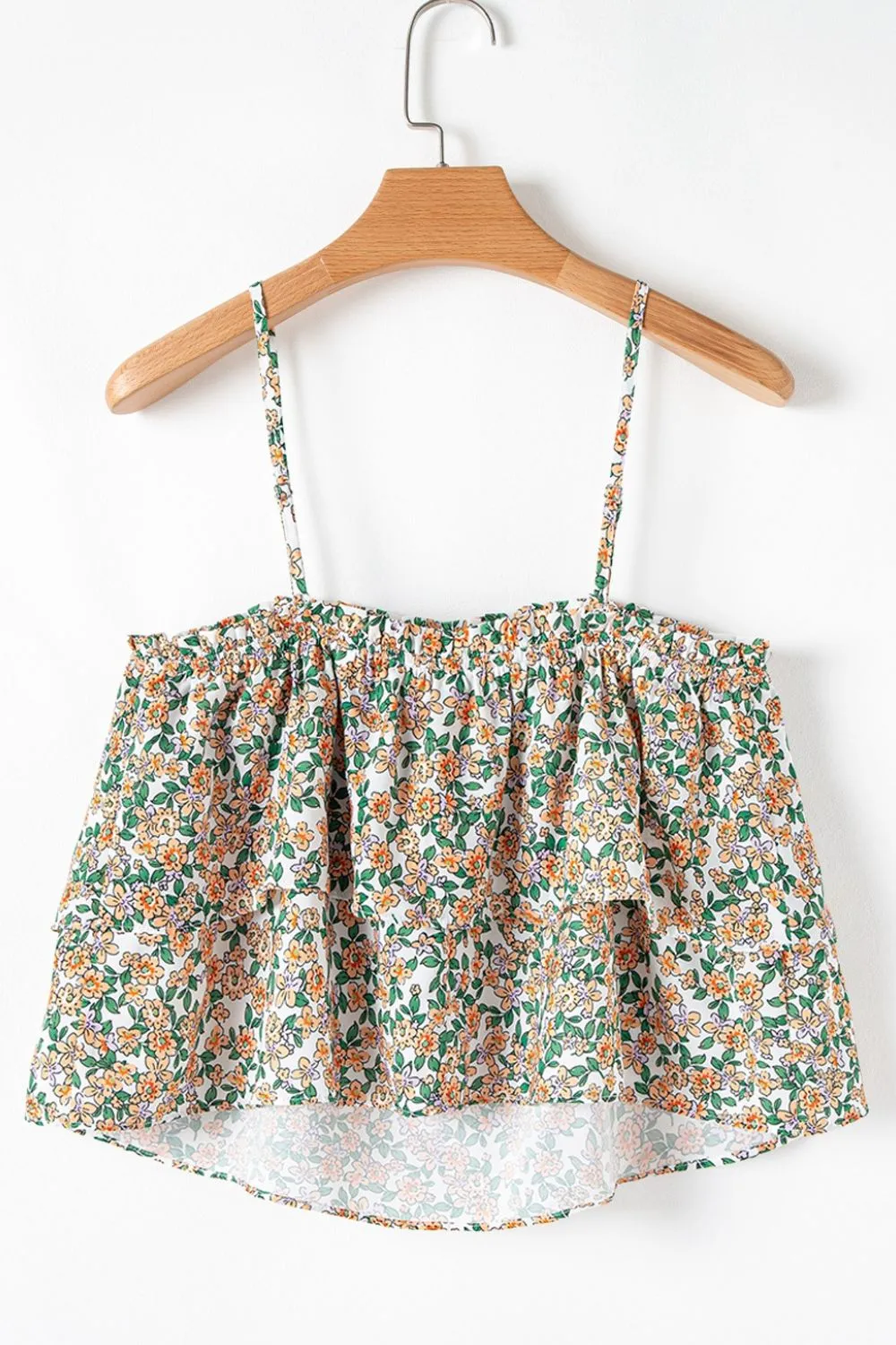 Floral Spaghetti Strap Ruffled Cami - Image 7