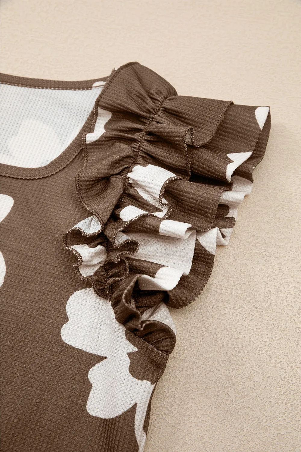 Floral Textured Ruffled Cap Sleeve Blouse - Image 6