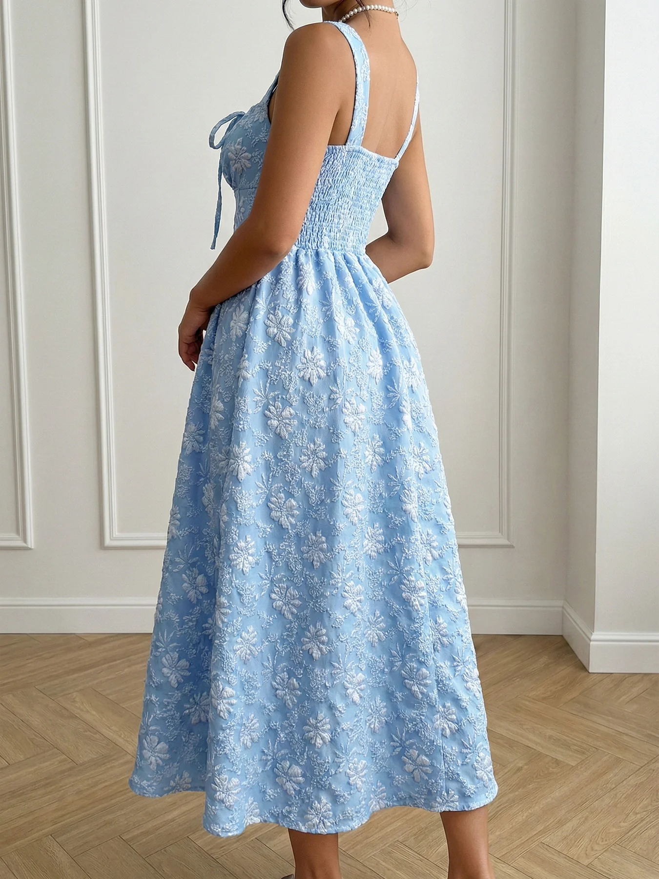 Floral Tie-Front A-Line Midi Dress - Image 5
