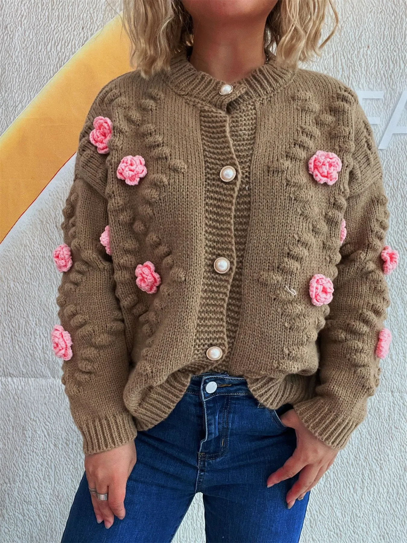 Flower Button Up Long Sleeve Cardigan - Image 10