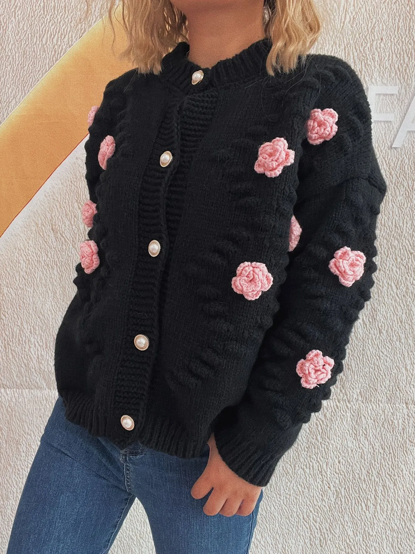 Flower Button Up Long Sleeve Cardigan - Image 14
