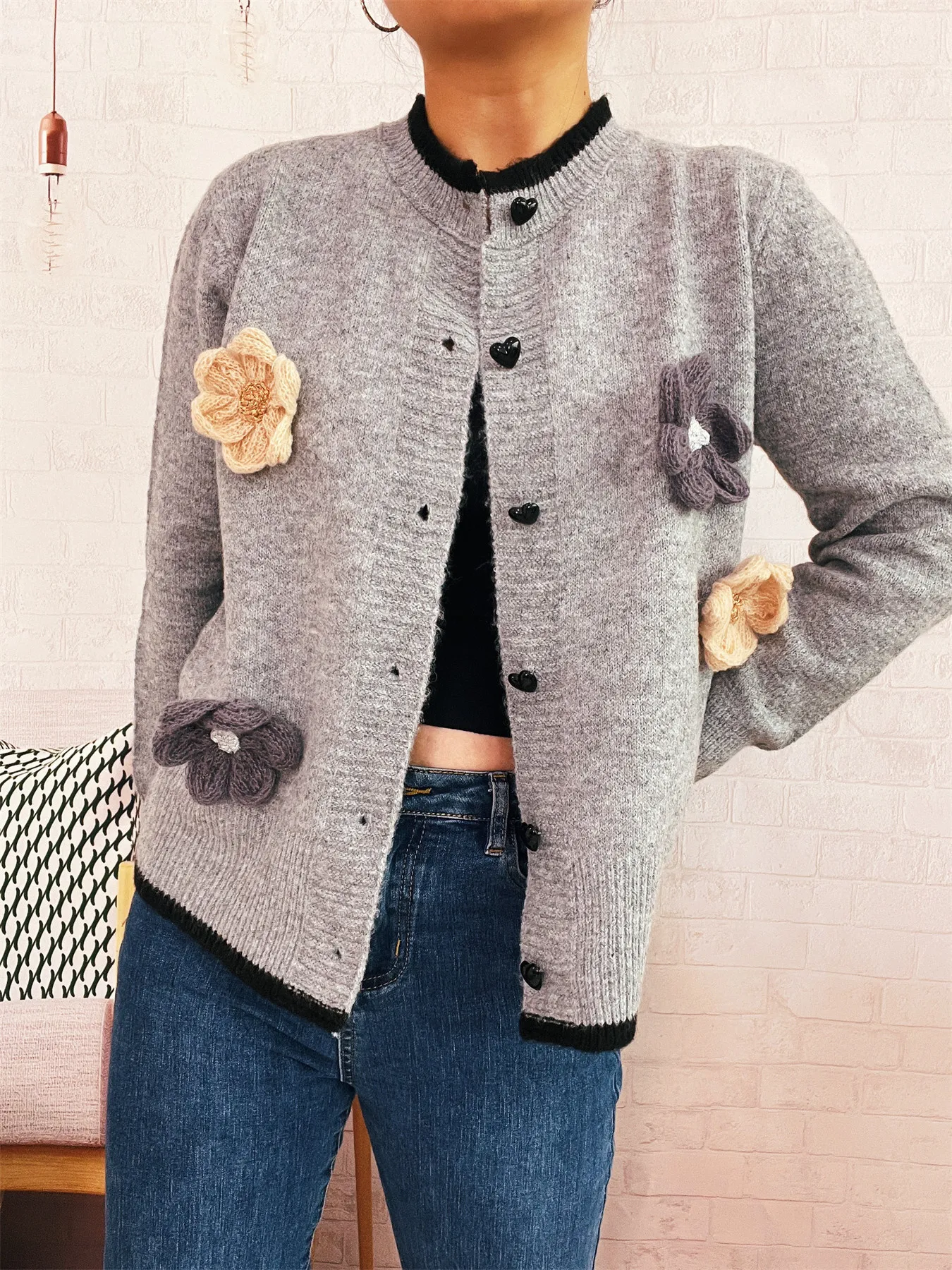 Flower Button Up Long Sleeve Cardigan - Image 14
