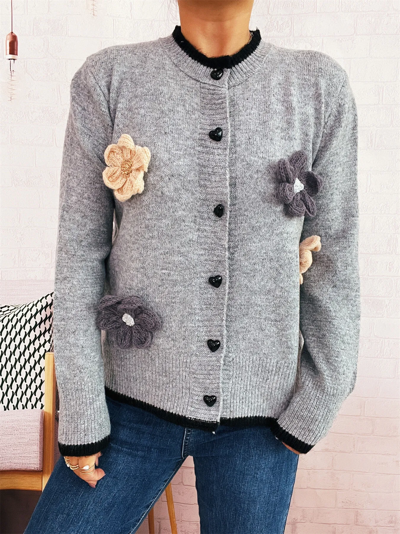 Flower Button Up Long Sleeve Cardigan - Image 15