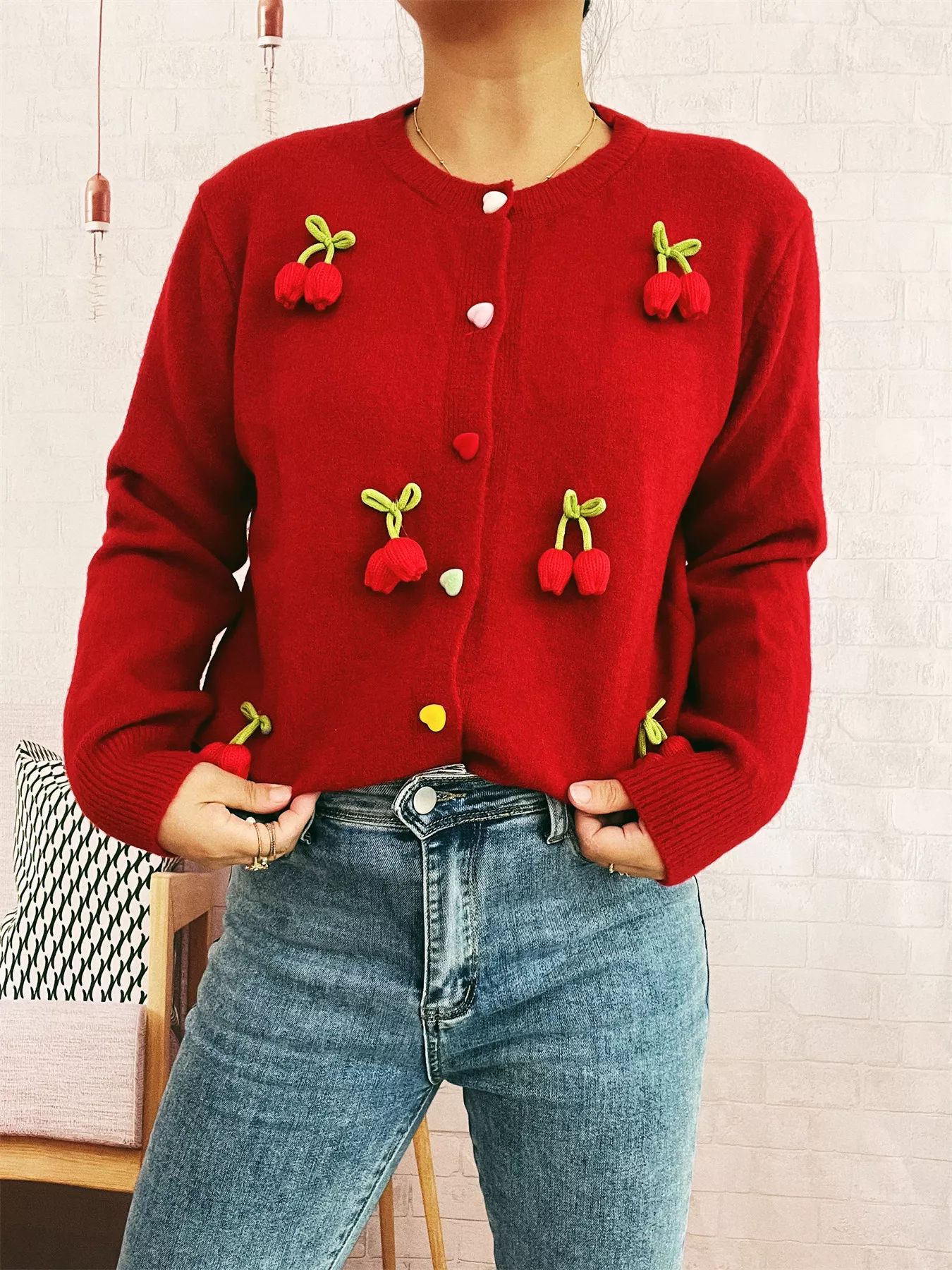 Flower Button Up Long Sleeve Cardigan - Image 11