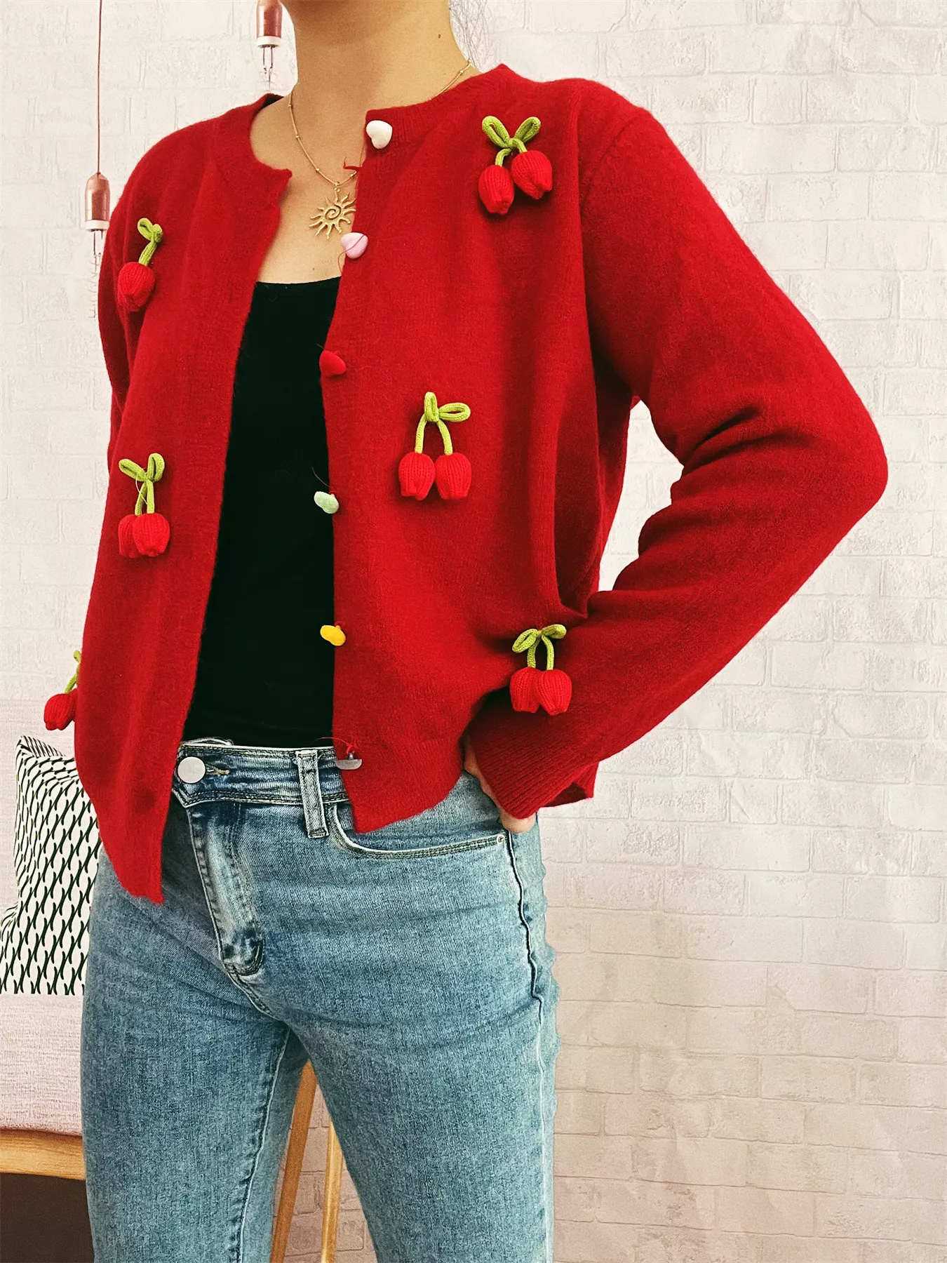 Flower Button Up Long Sleeve Cardigan - Image 12