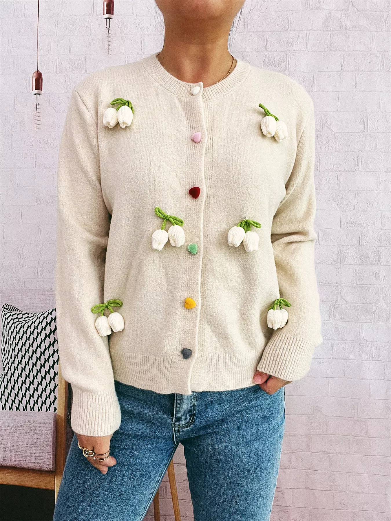 Flower Button Up Long Sleeve Cardigan - Image 18