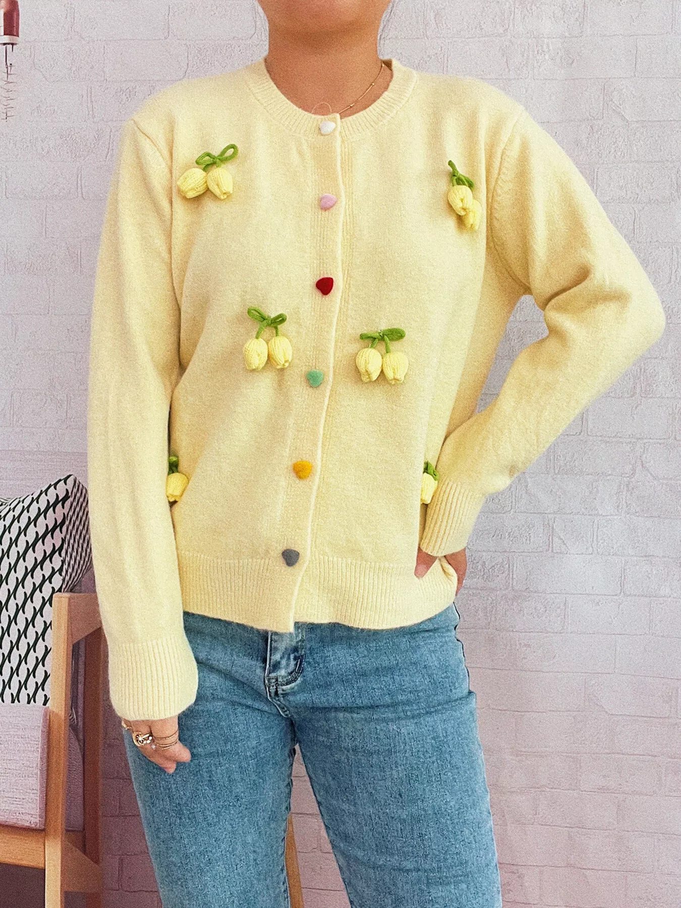 Flower Button Up Long Sleeve Cardigan - Image 23