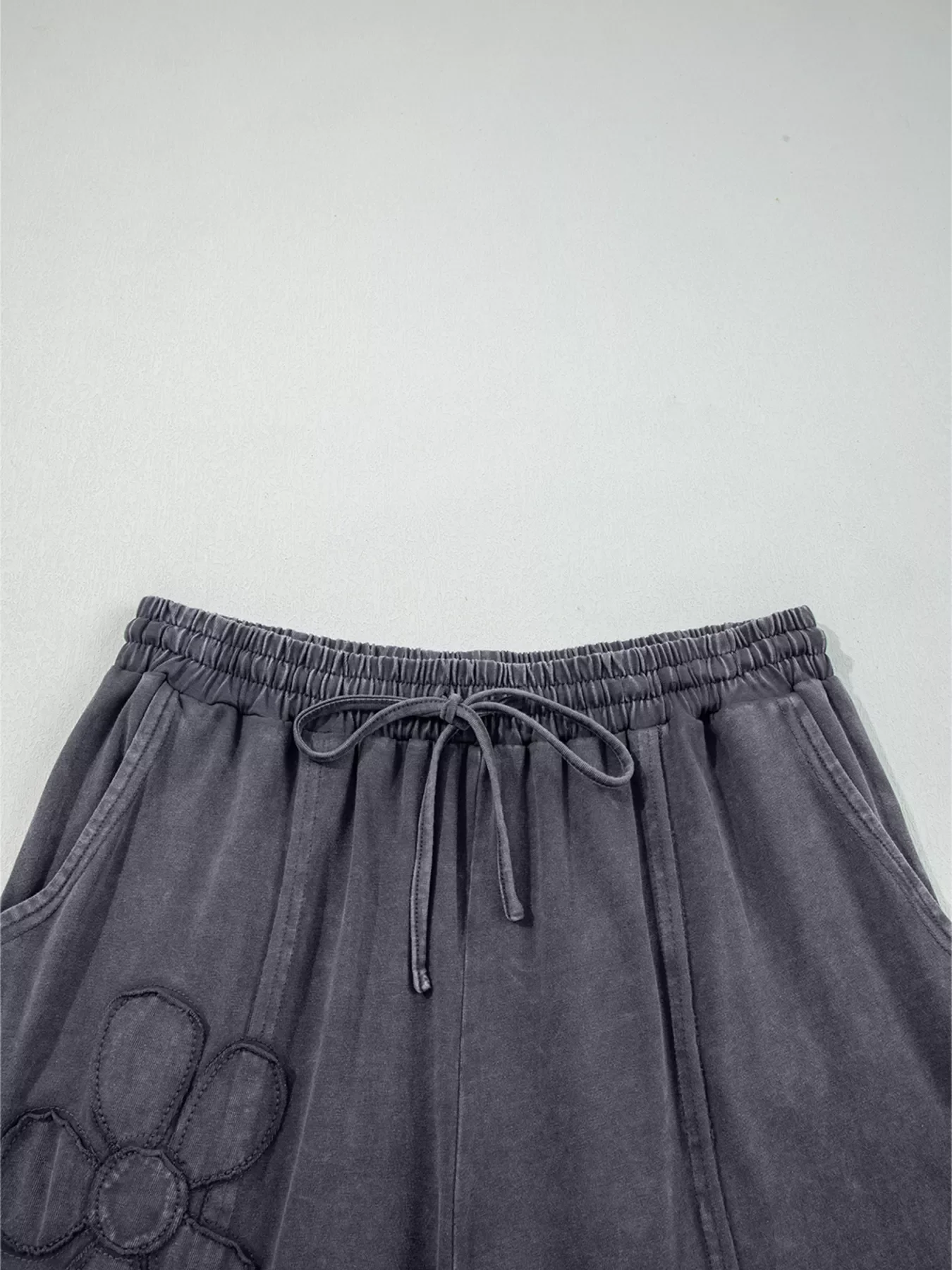 Flower Patch Mineral Washed Terry Knit Cropped Wide Leg Pants - Image 7