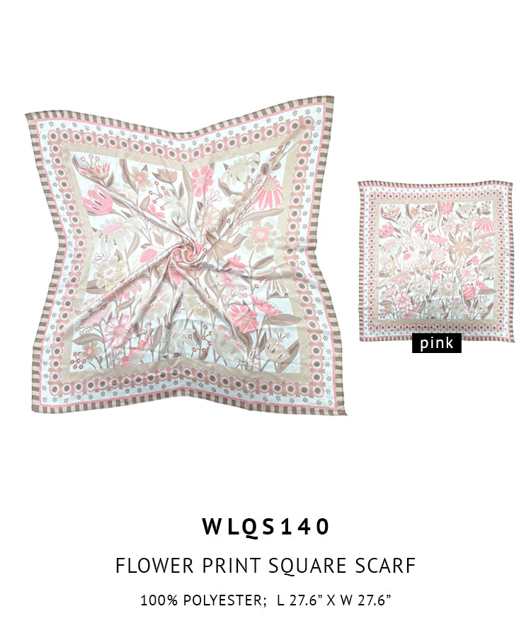 Flower Print Square Scarf - Image 4