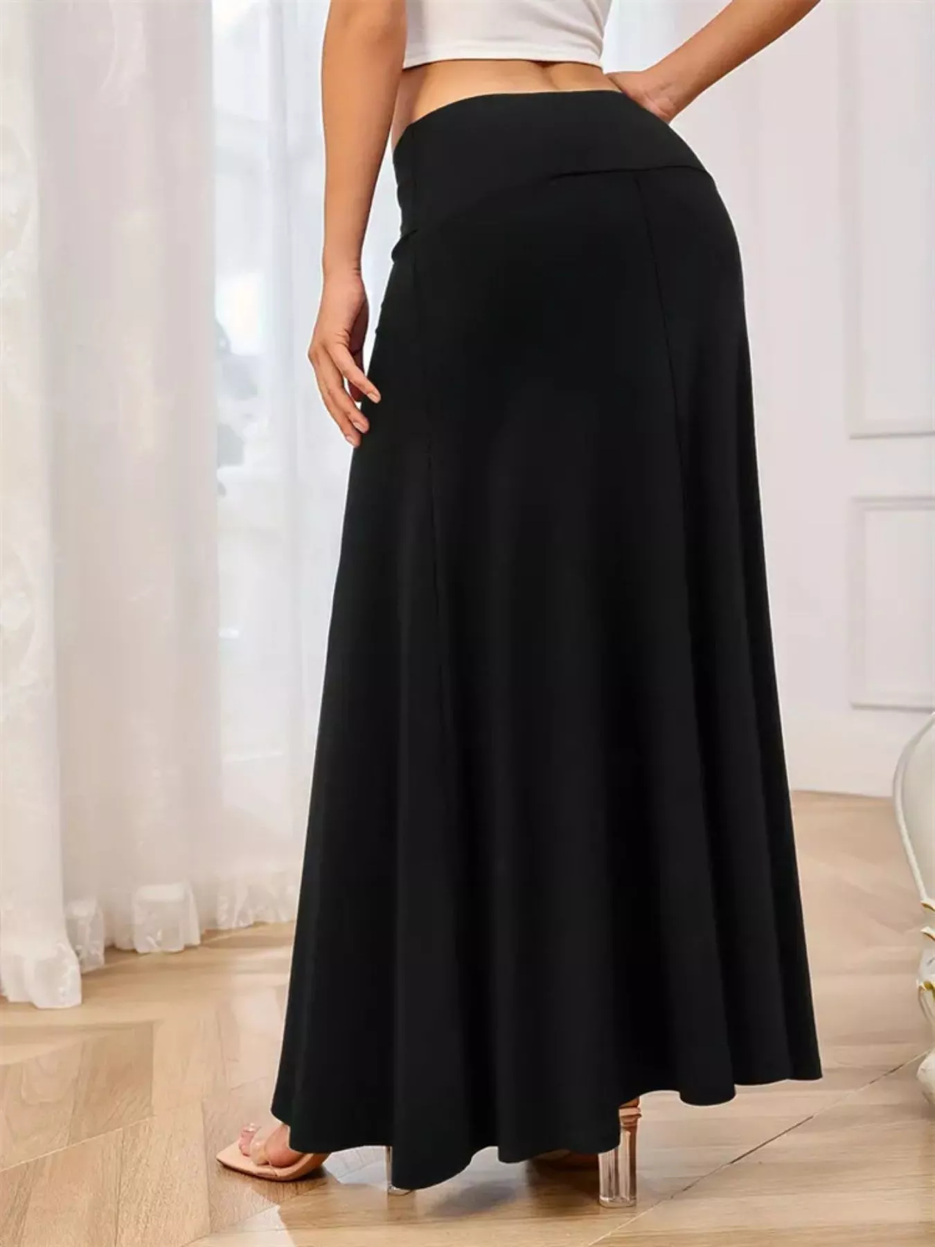 Flowy Maxi Skirt with Wide Waistband - Image 6