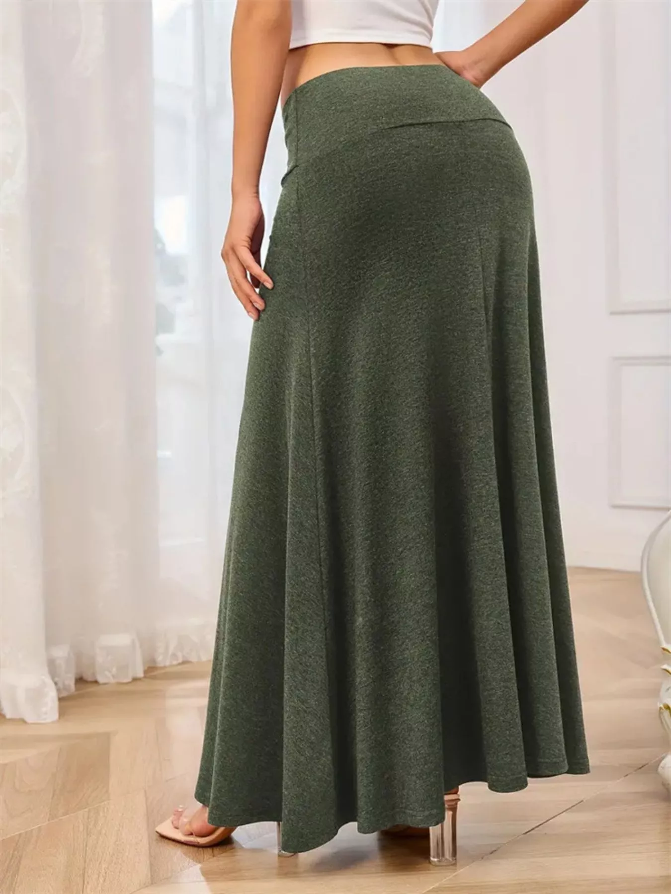 Flowy Maxi Skirt with Wide Waistband - Image 9