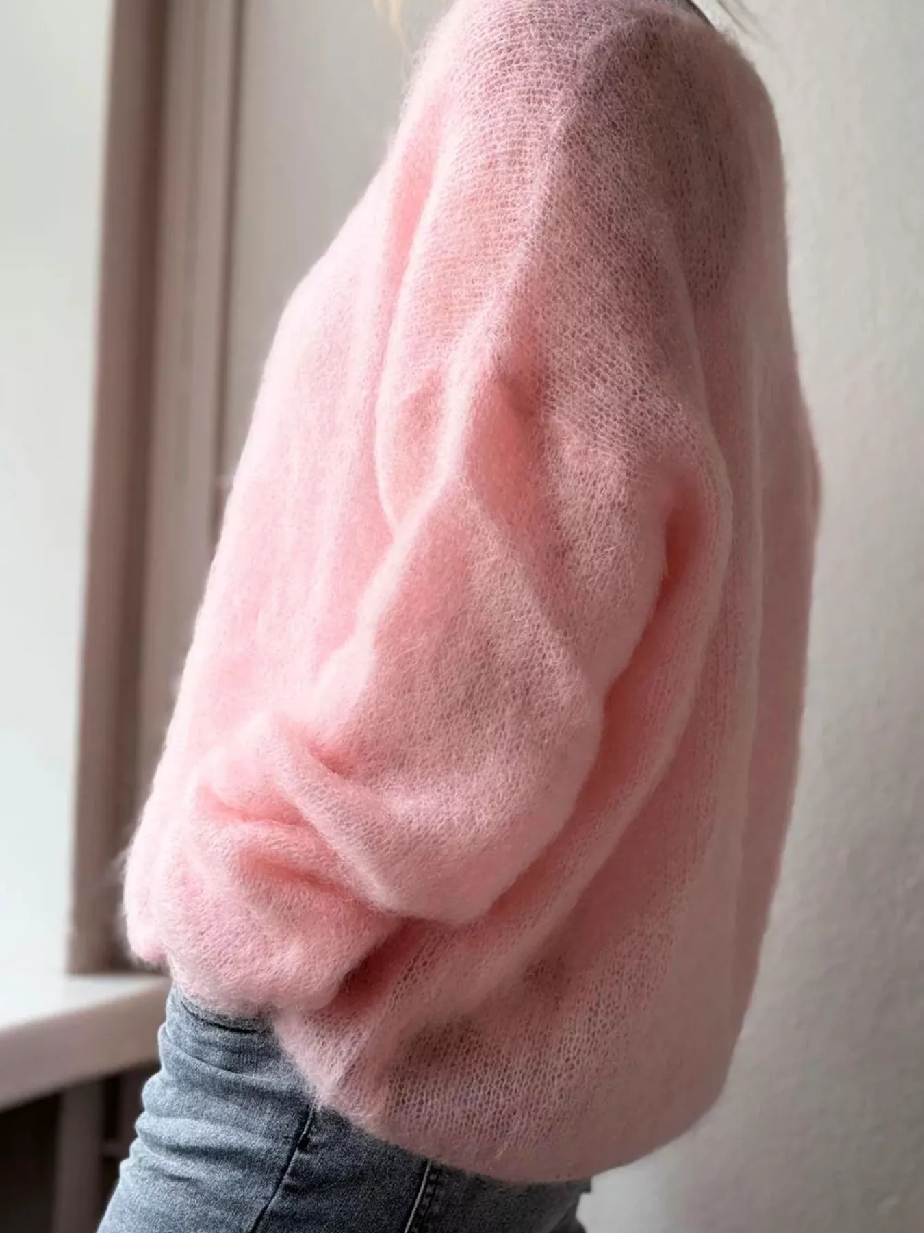 Fluffy Knit V-Neck Long Sleeve Sweater - Image 3