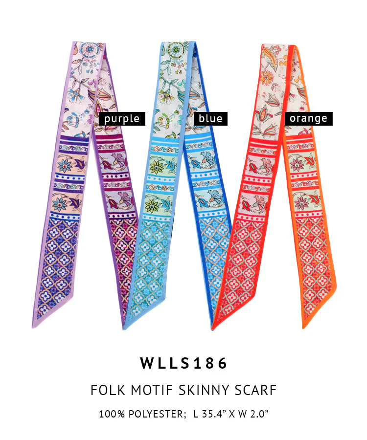 Folk Motif Skinny Scarf - Image 7