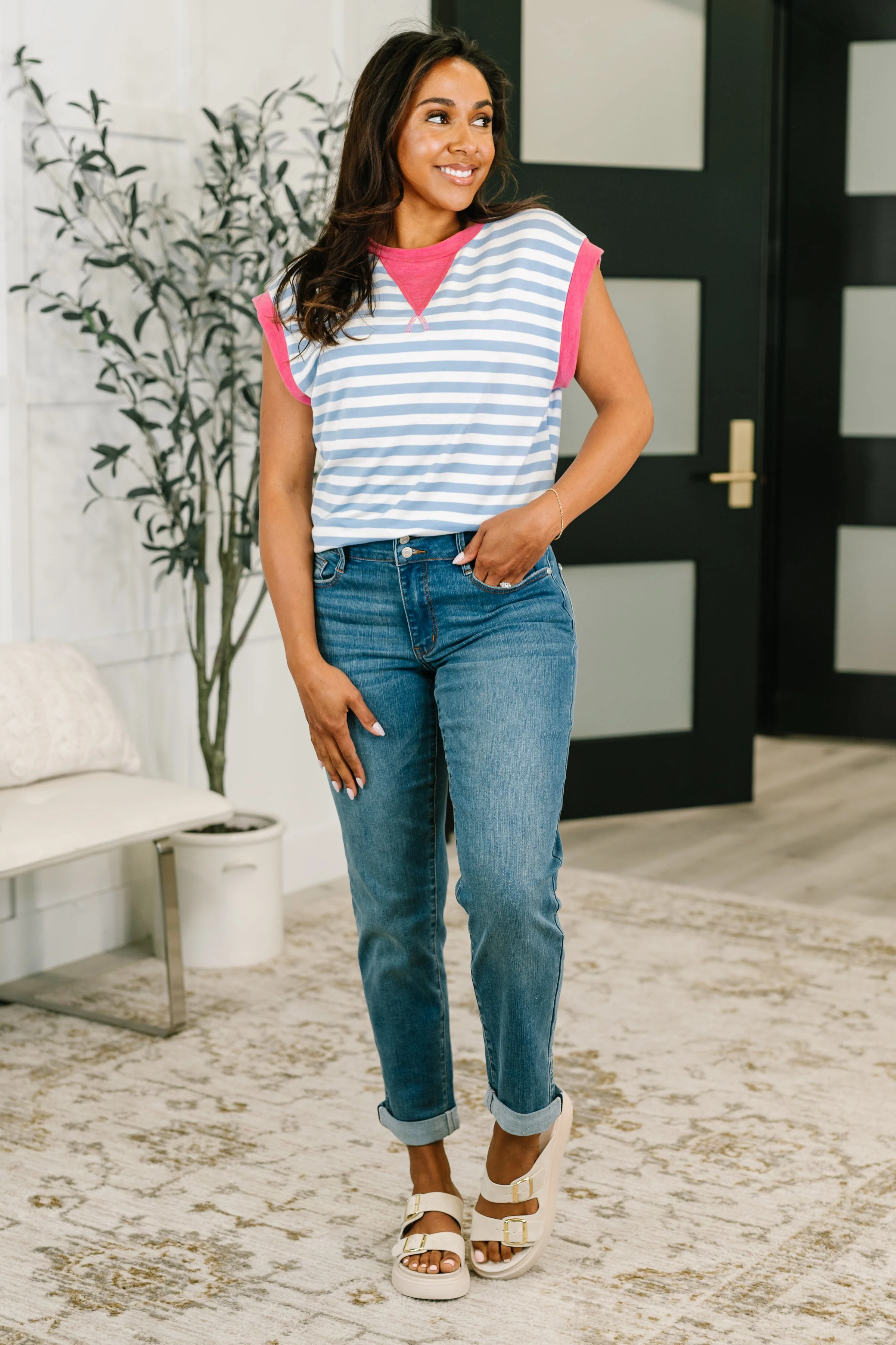 Following Through Color Block Muscle Tee - Image 3