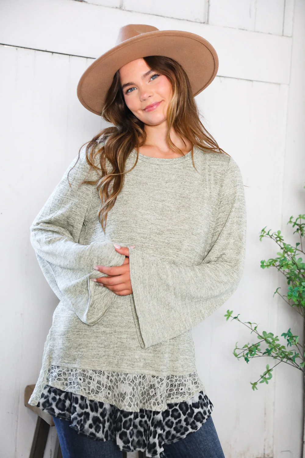 For the Love of Lace Leopard Trim Sweater - Image 5