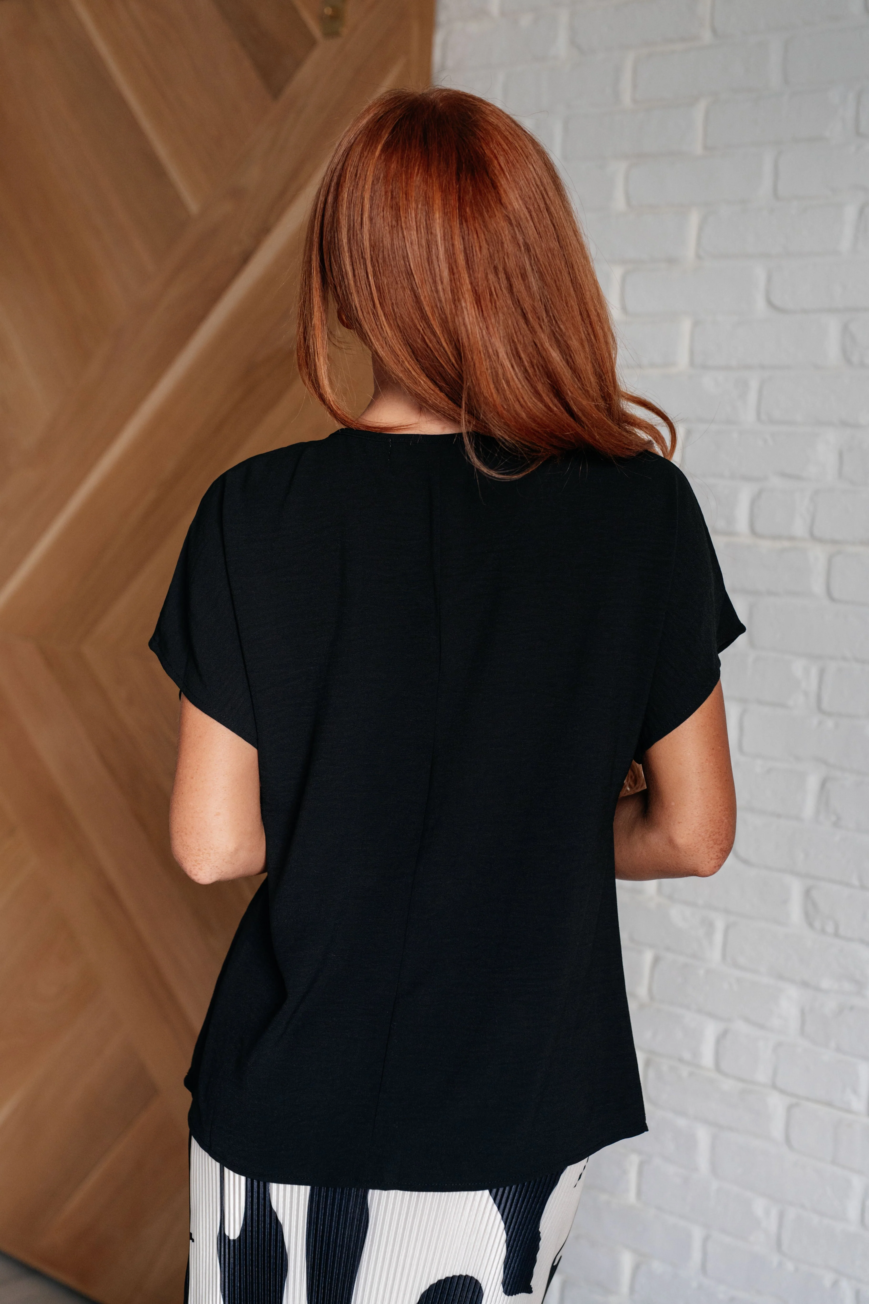 Frequently Asked Questions V-Neck Top in Black - Image 7
