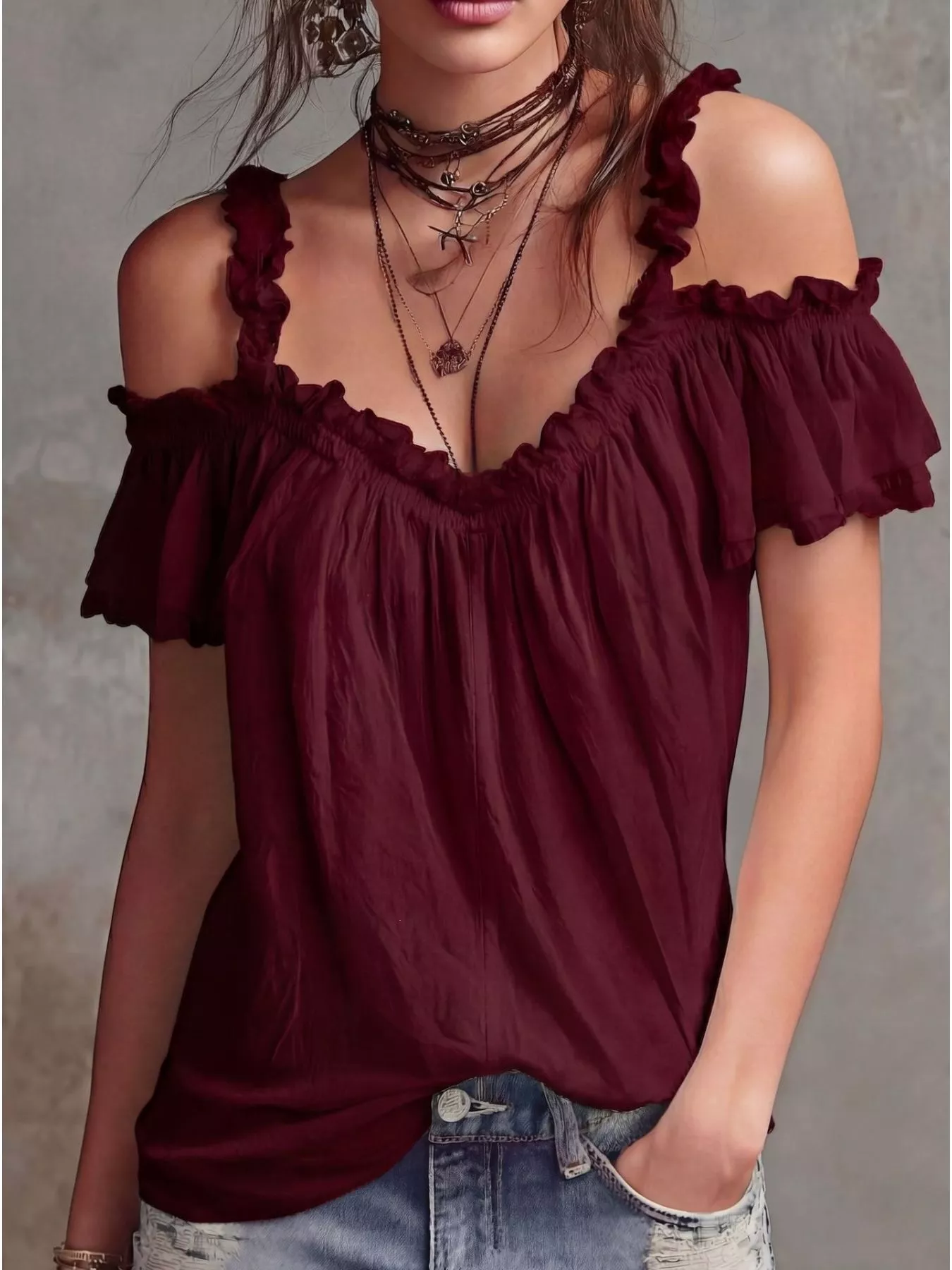 Frill Cold Shoulder Blouse - Image 5