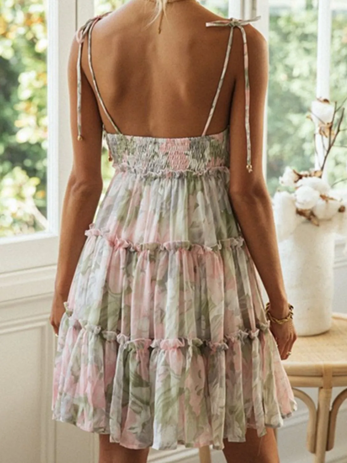 Frill Printed Square Neck Mini Cami Dress - Image 13