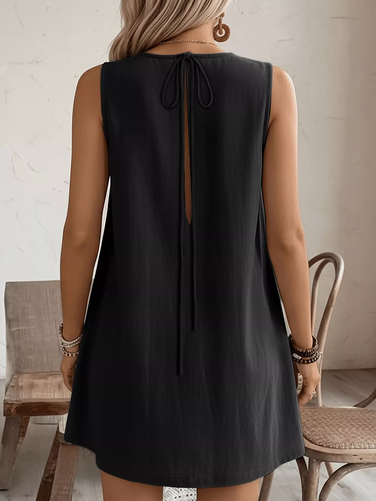 Frill Sleeveless Round Neck Dress - Image 21
