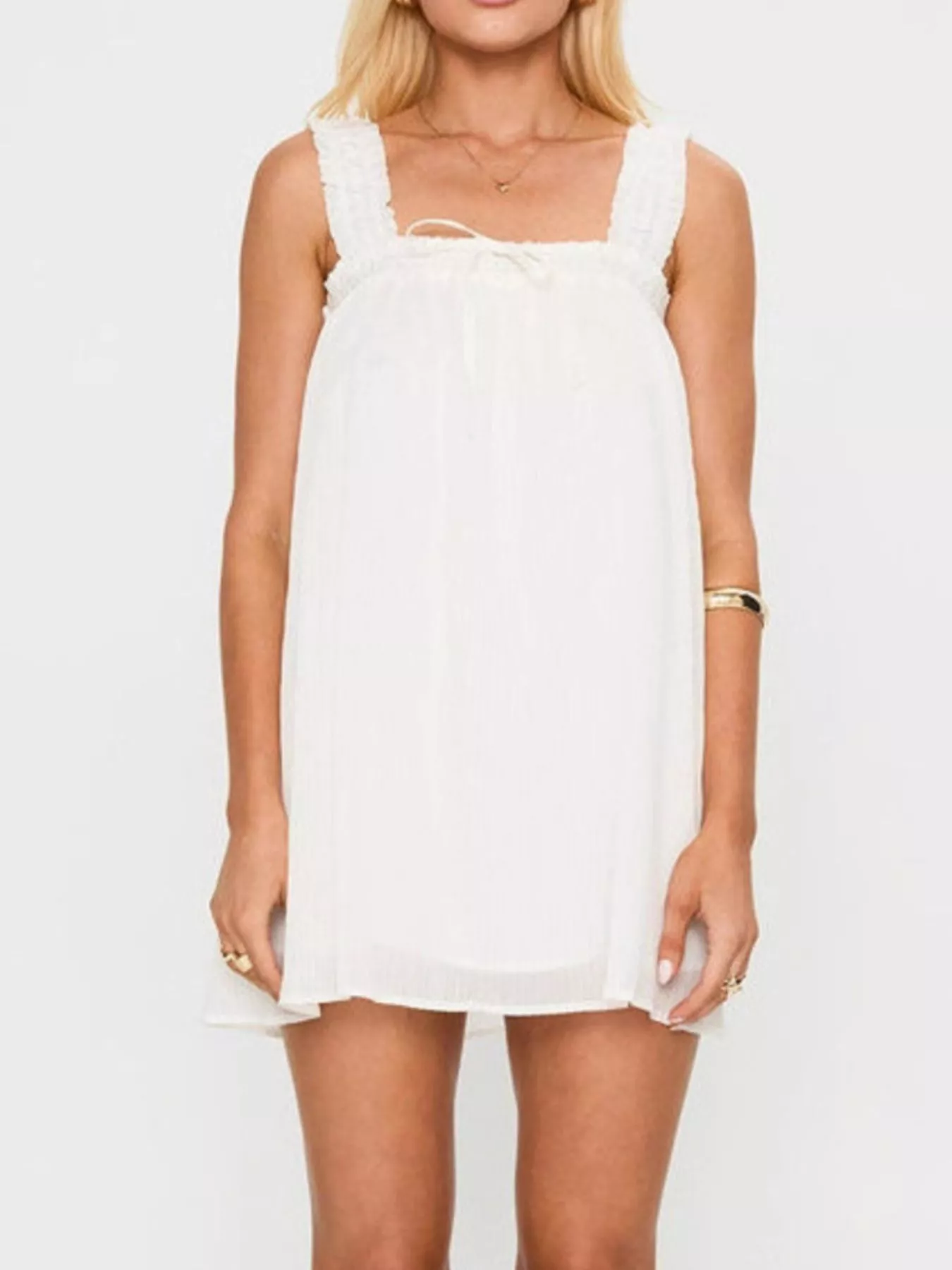 Frill Square Neck Mini Dress - Image 5