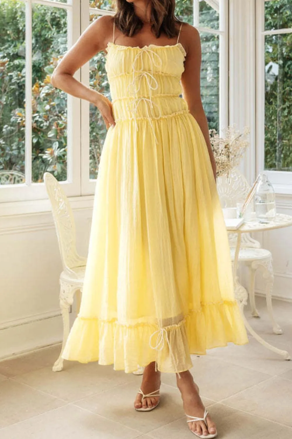 Frill Tied Front Midi Cami Dress - Image 7