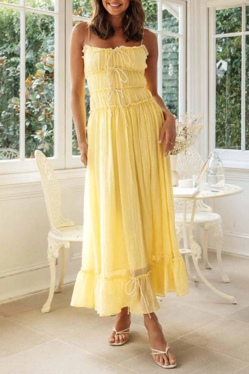 Frill Tied Front Midi Cami Dress - Image 9