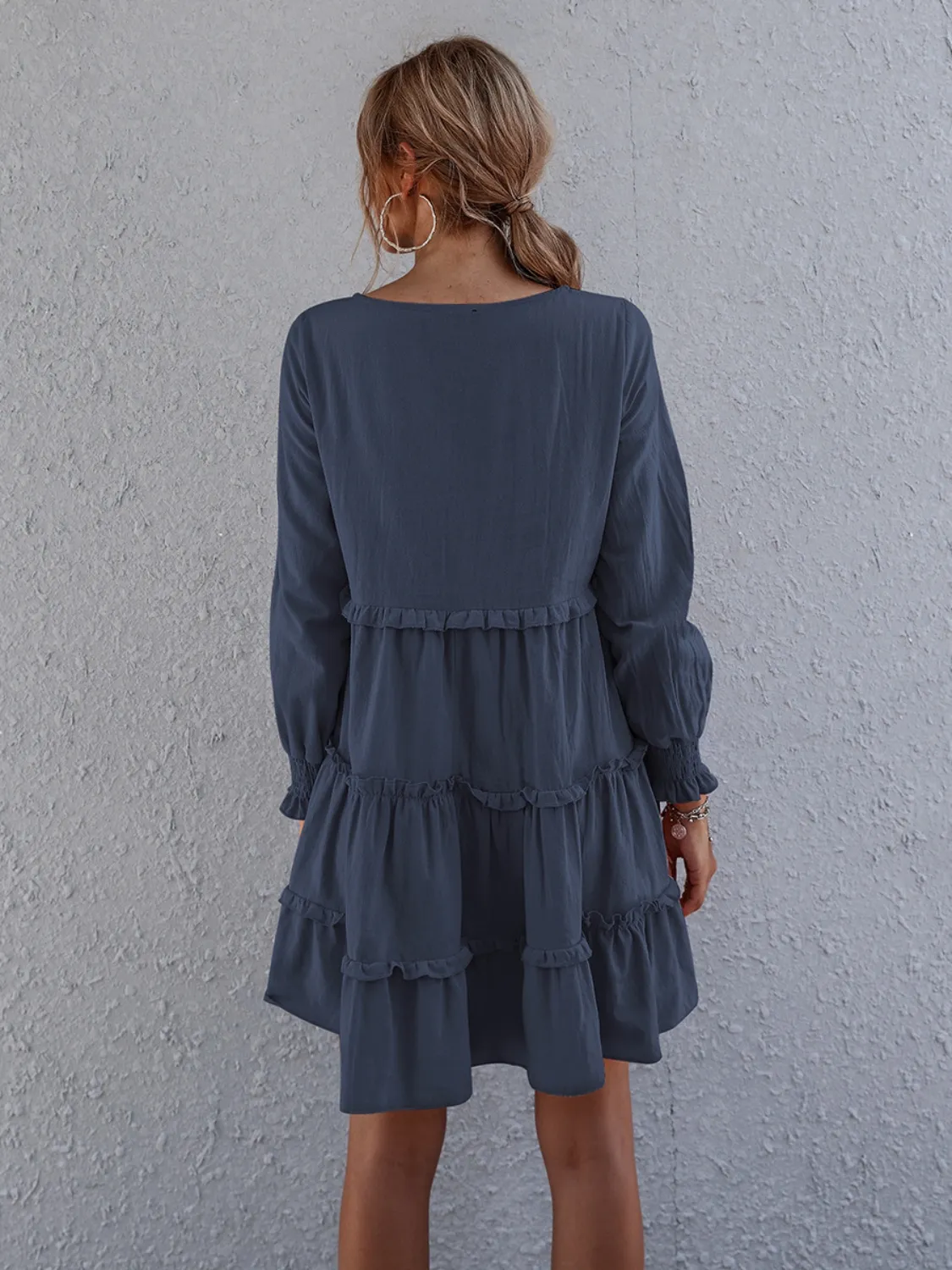 Frill Tiered Long Sleeve Mini Dress - Image 12
