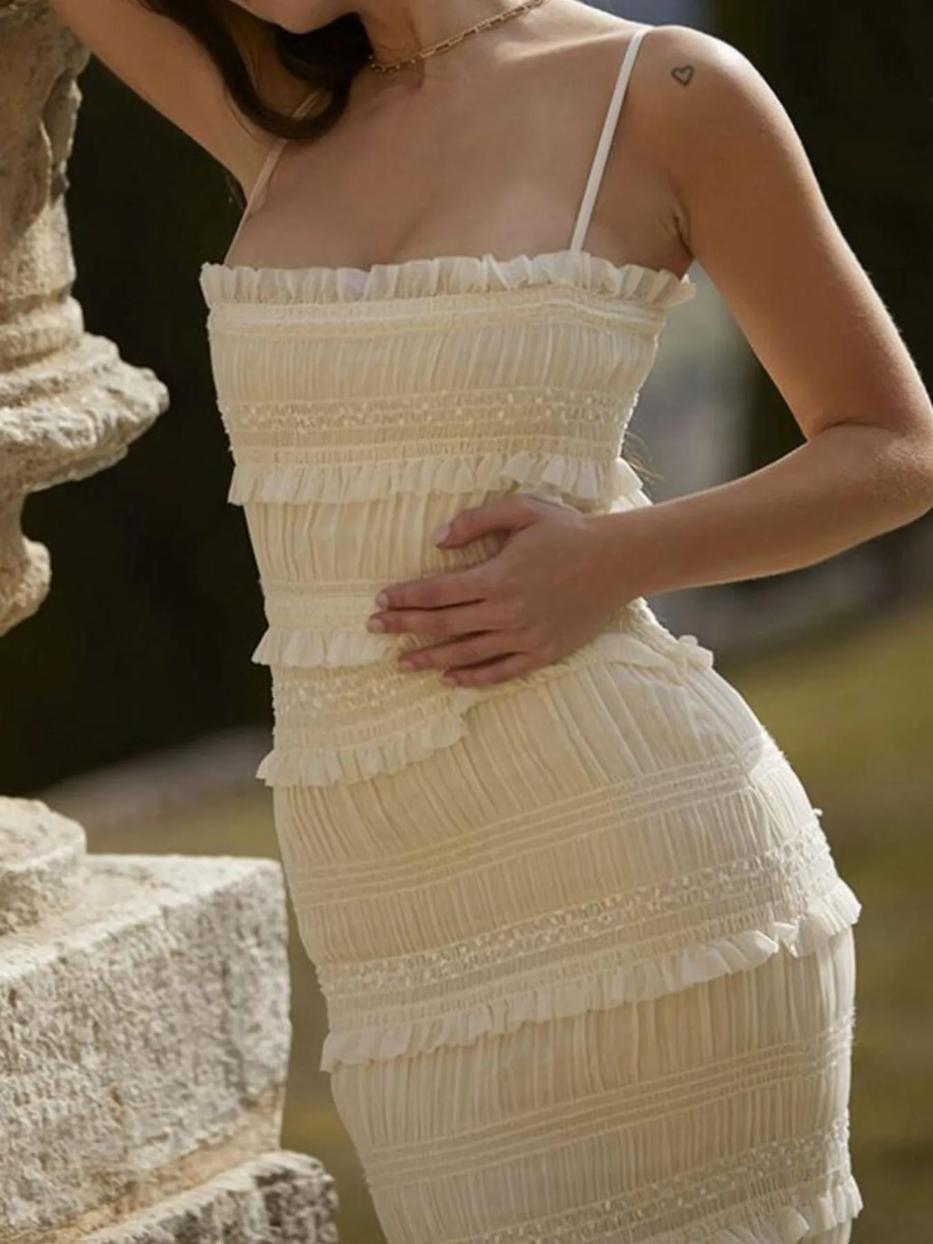 Frill Tiered Textured Maxi Cami Dress - Image 5