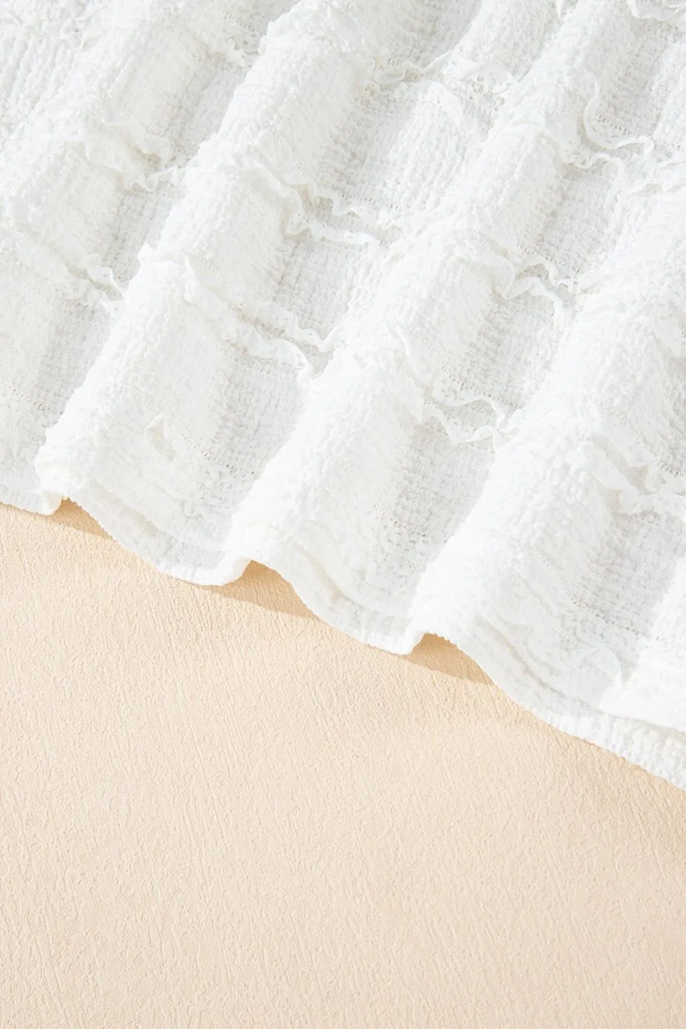Frilled Lace Trim Bubble Sleeve Blouse - Image 12