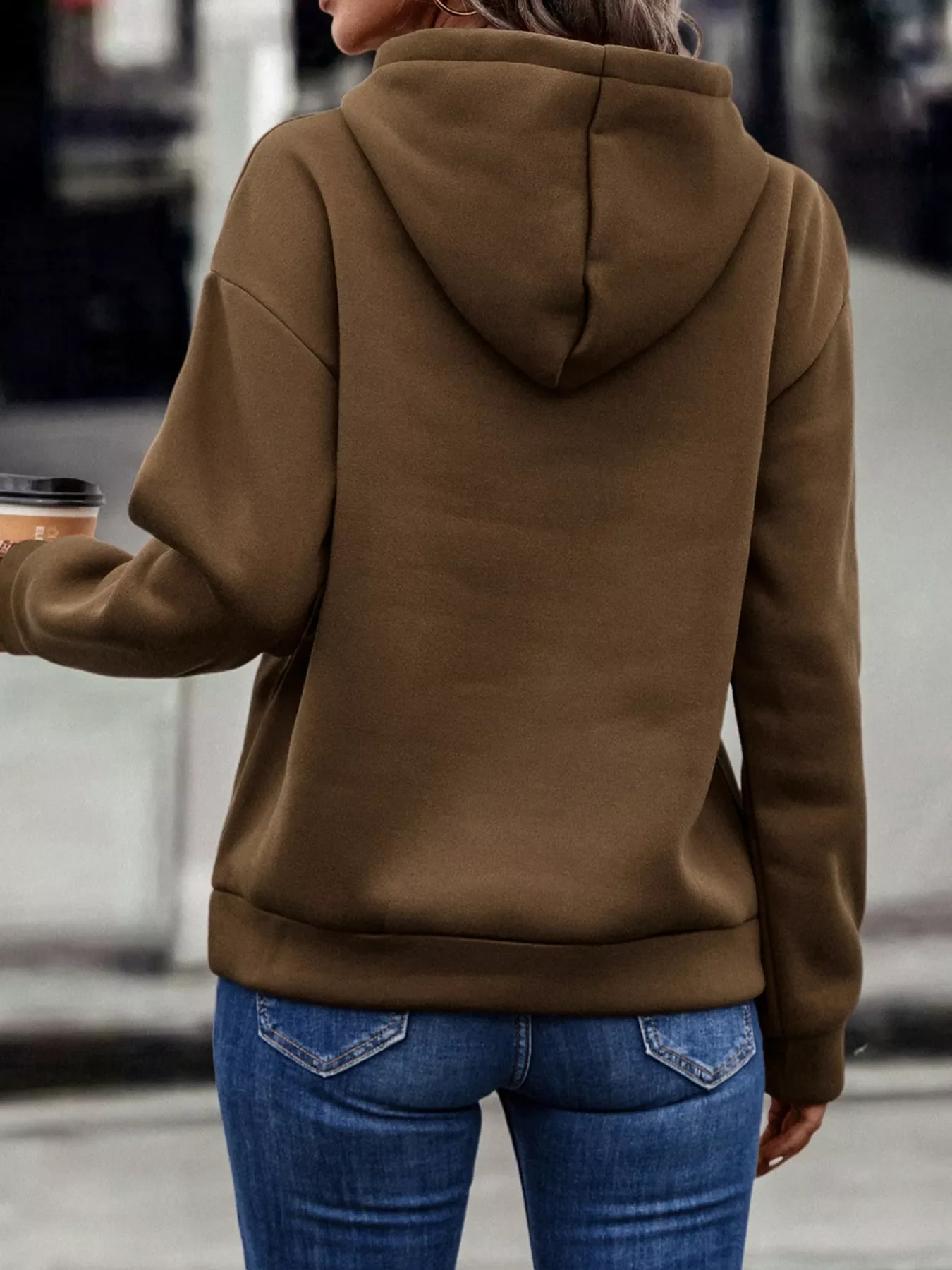 Fringe Detail Long Sleeve Drawstring Hoodie - Image 2