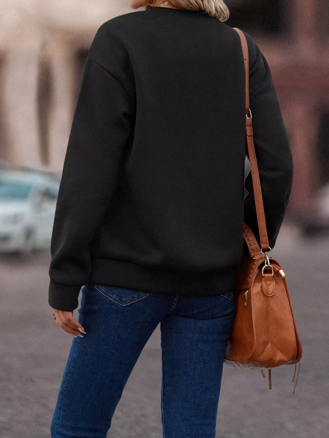 Fringe Trim Crew Neck Sweatshirt - Image 3