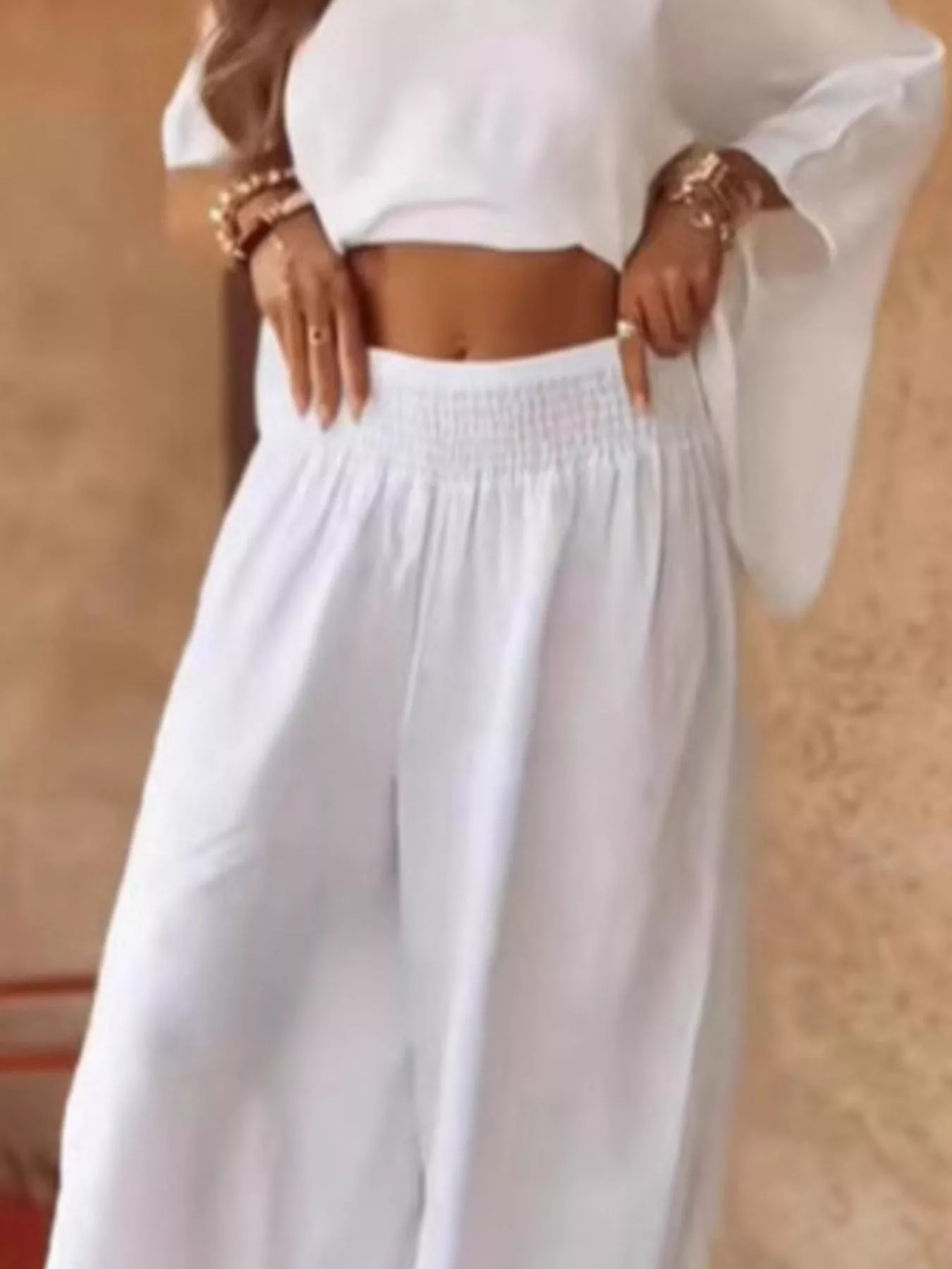 Full Size Boat Neck Top and Wide Leg Pants Set Plus Size - Image 6