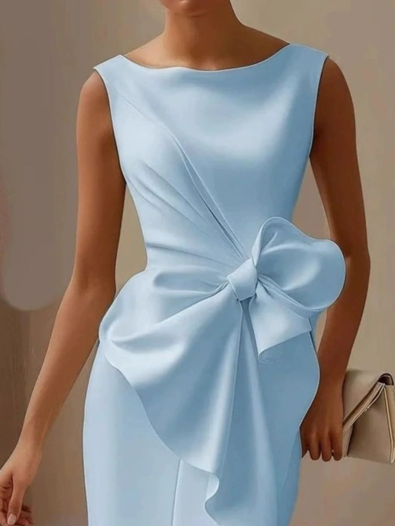 Full Size Bowknot Front Sleeveless Dress Plus Size - Image 11