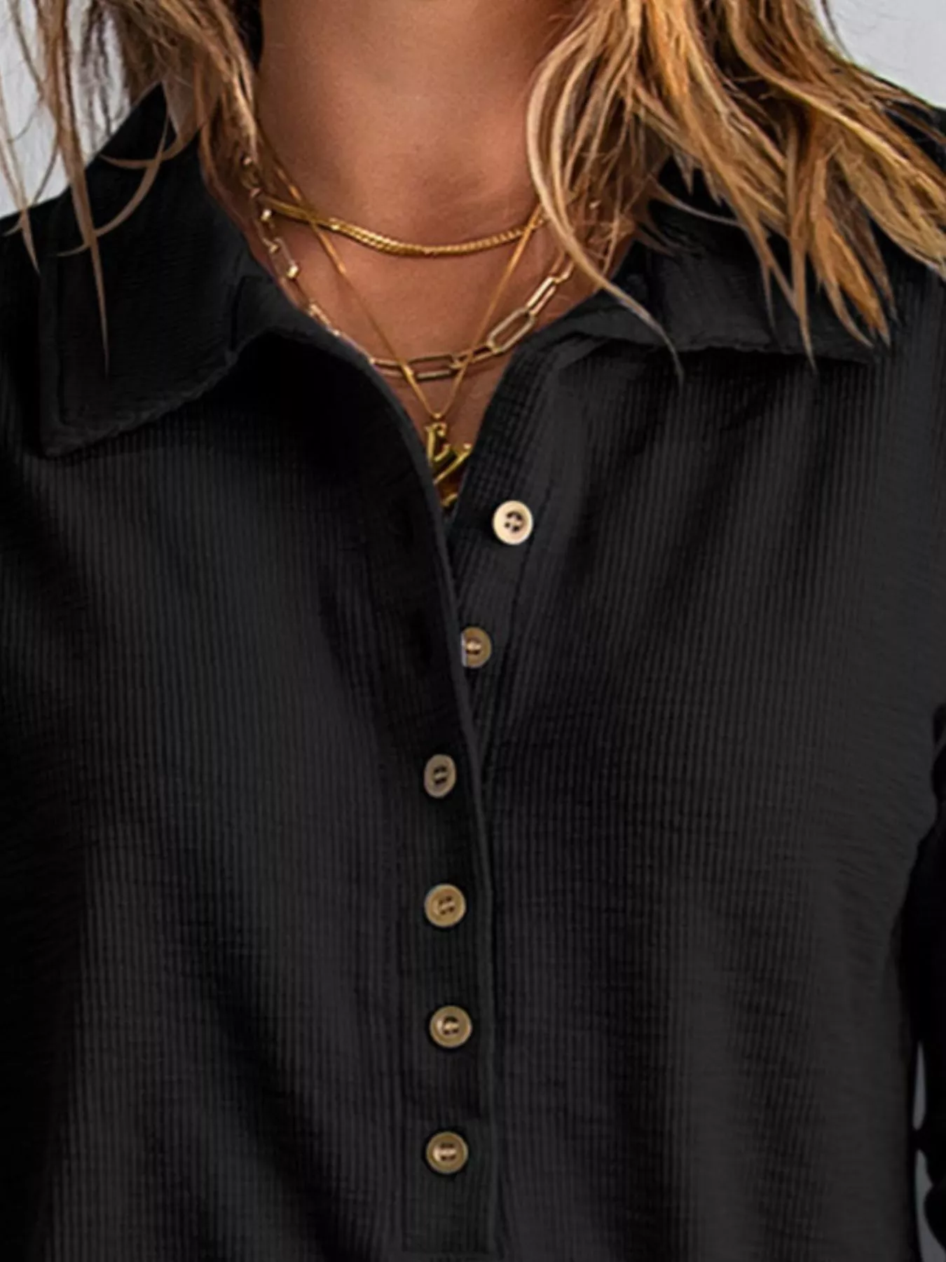 Full Size Button Detail Long Sleeve Top Plus Size - Image 11