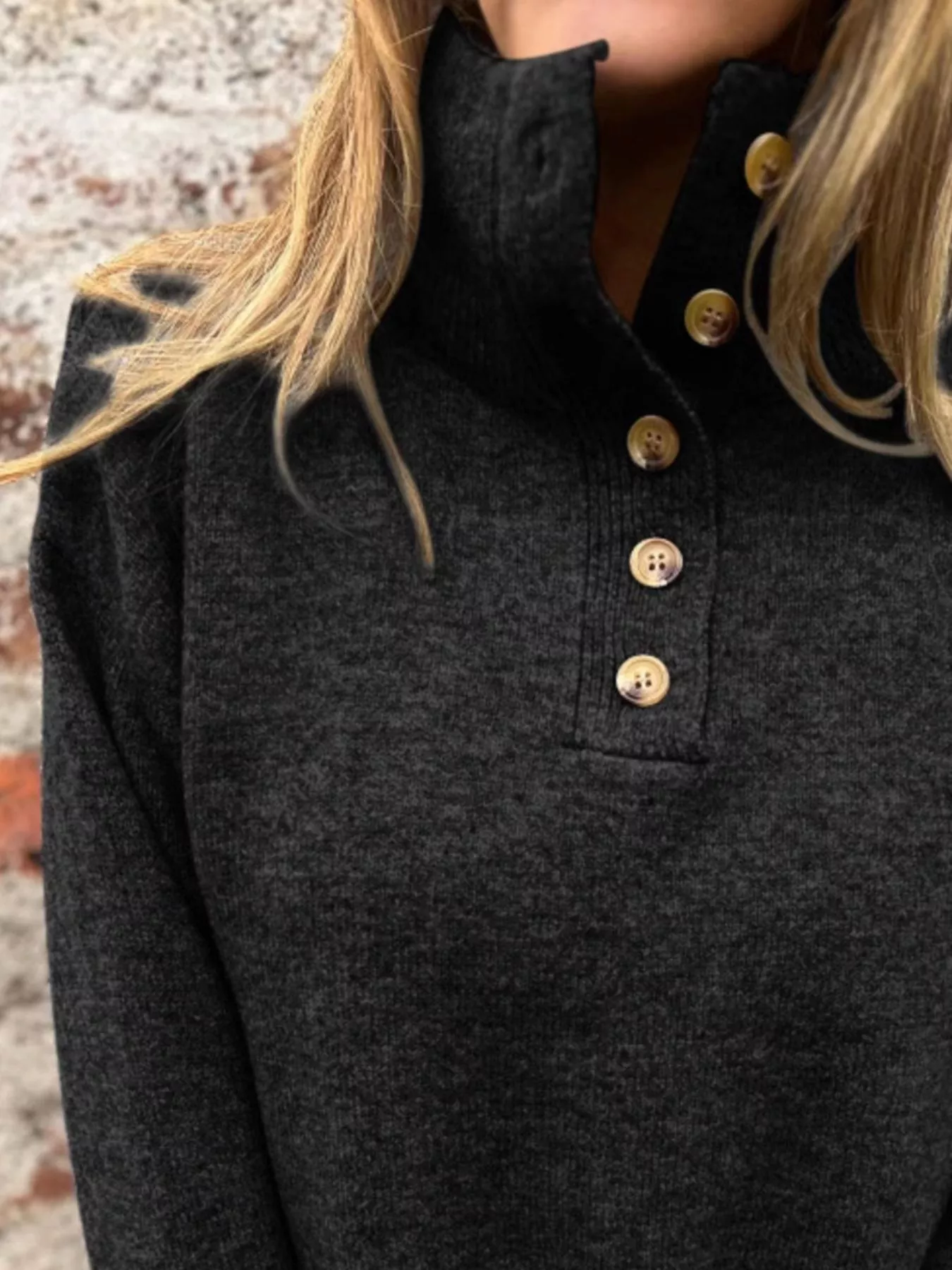 Full Size Button-Detail Turtleneck Sweater Plus Size - Image 6